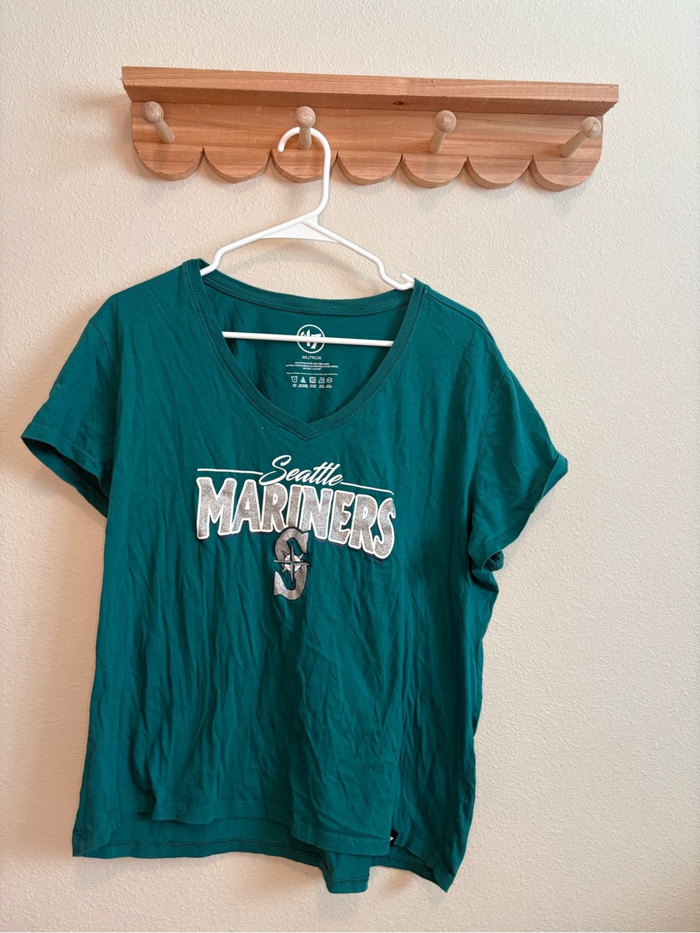 47 Teal Crewneck Tee with White Logo